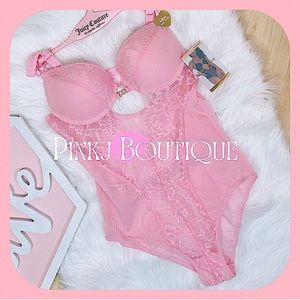 💗💋{Juicy Couture} Beautiful Blush Pink {Lace Cutout} Sexy Intimate Bodysuit!